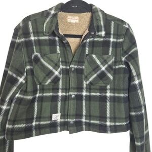 Weatherproof Plaid Shacket Jacket Sherpa Lined Cropped Snap Front Cozy